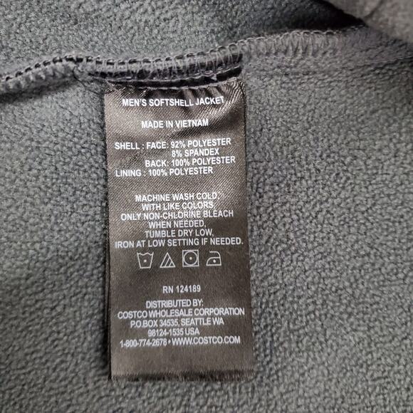 Kirkland Signature Mens M Black Gray Fleece Lined Jacket Softshell Zip Pockets - Picture 7 of 8